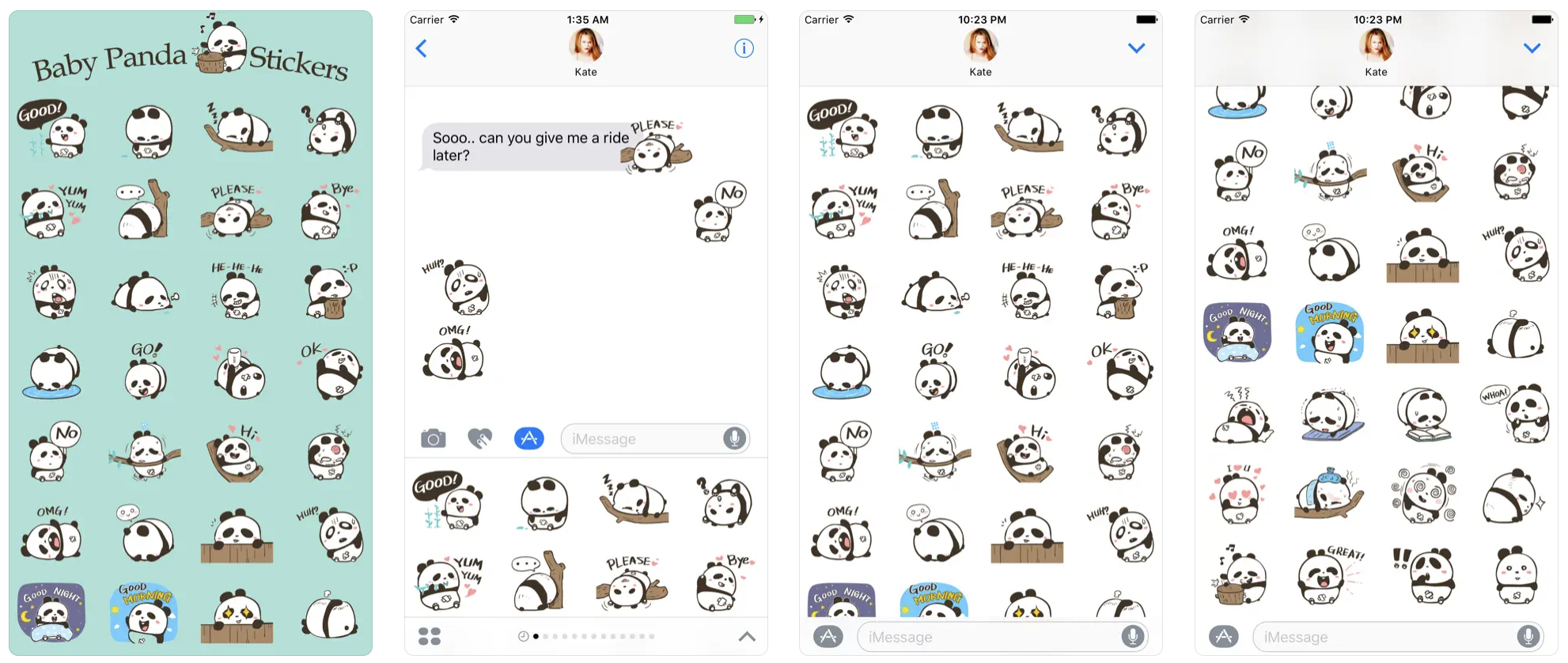 Cute Panda Stickers Pack for iMessage - Baby Panda Description